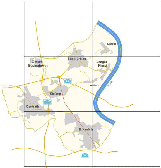 Karte der Stadt Meerbusch